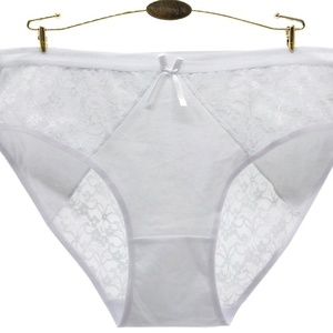 Big White Cotton Panties with Lace Back panel and side inserts.